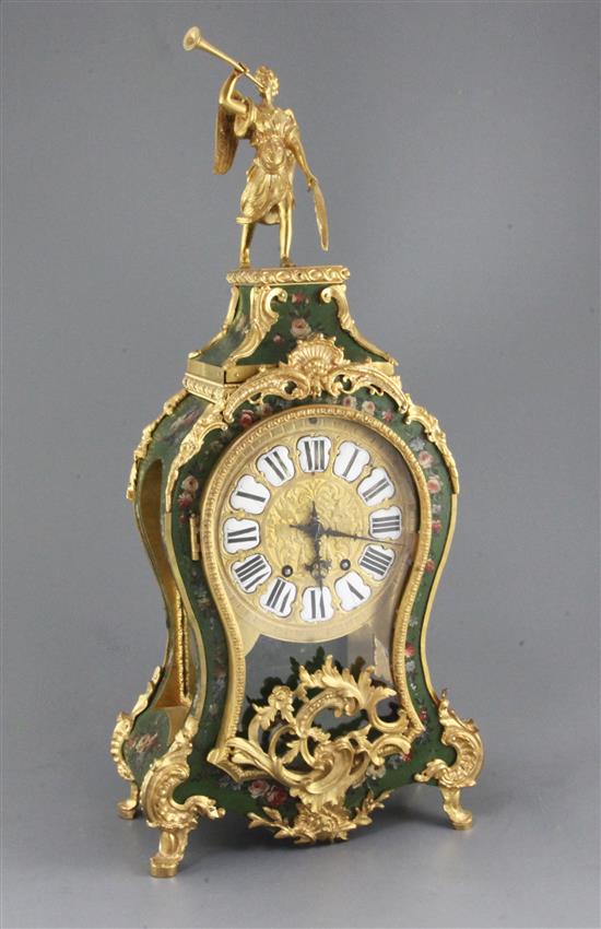 A French ormolu mounted Vernis Martin style bracket clock, clock 24in., bracket 7in.